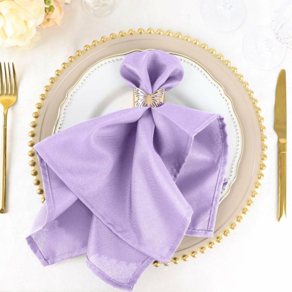 Polyester Napkins |  5 Pack Lavender Lilac Cloth Napkins with Hemmed Edges, Reusable Polyester Dinner Linen Napkins – 20″x20″