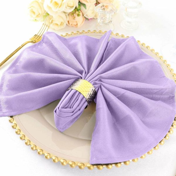 Polyester Napkins |  5 Pack Lavender Lilac Cloth Napkins with Hemmed Edges, Reusable Polyester Dinner Linen Napkins – 20″x20″