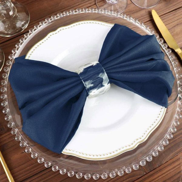 Polyester Napkins |  5 Pack Navy Blue Cloth Napkins with Hemmed Edges, Reusable Polyester Dinner Linen Napkins – 20″x20″