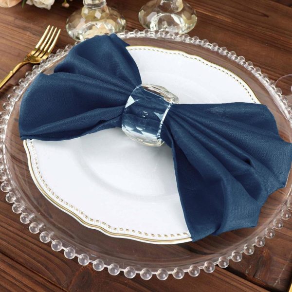 Polyester Napkins |  5 Pack Navy Blue Cloth Napkins with Hemmed Edges, Reusable Polyester Dinner Linen Napkins – 20″x20″