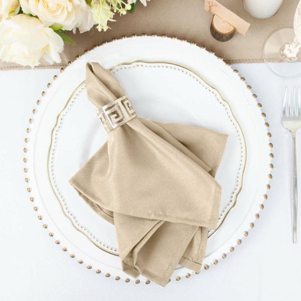 Polyester Napkins |  5 Pack Nude Cloth Napkins with Hemmed Edges, Reusable Polyester Dinner Linen Napkins – 17″x17″