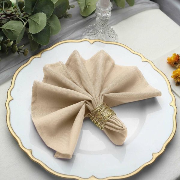 Polyester Napkins |  5 Pack Nude Cloth Napkins with Hemmed Edges, Reusable Polyester Dinner Linen Napkins – 17″x17″