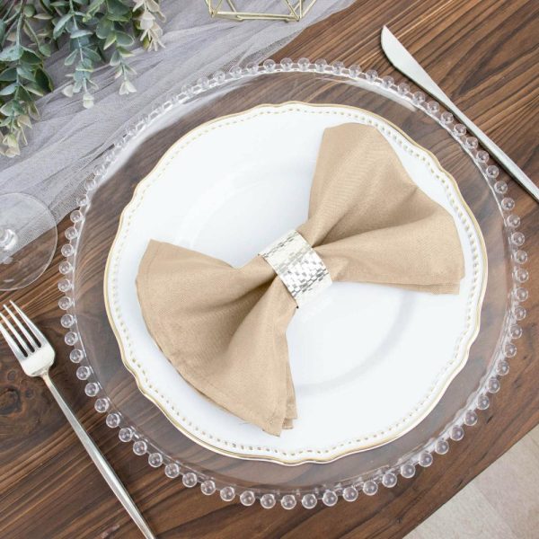 Polyester Napkins |  5 Pack Nude Cloth Napkins with Hemmed Edges, Reusable Polyester Dinner Linen Napkins – 17″x17″