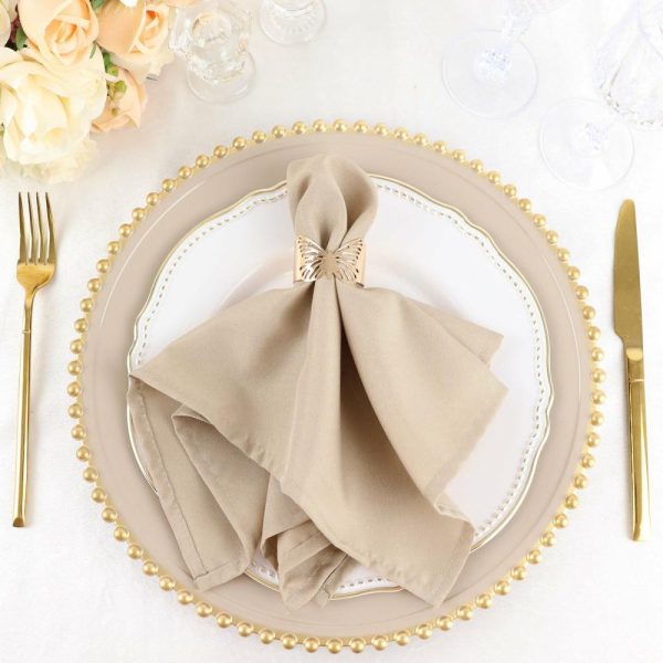 Polyester Napkins |  5 Pack Nude Cloth Napkins with Hemmed Edges, Reusable Polyester Dinner Linen Napkins – 17″x17″