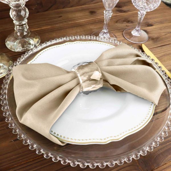 Polyester Napkins |  5 Pack Nude Cloth Napkins with Hemmed Edges, Reusable Polyester Dinner Linen Napkins – 17″x17″