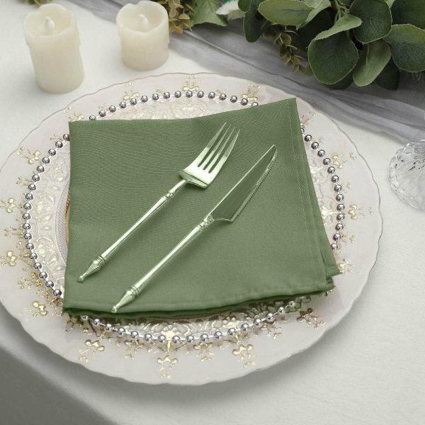 Polyester Napkins |  5 Pack Olive Green Cloth Napkins with Hemmed Edges, Reusable Polyester Dinner Linen Napkins – 17″x17″