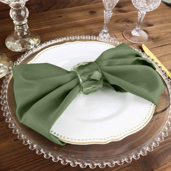 Polyester Napkins |  5 Pack Olive Green Cloth Napkins with Hemmed Edges, Reusable Polyester Dinner Linen Napkins – 17″x17″