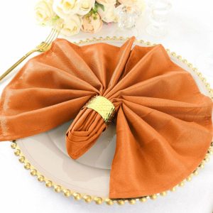 Polyester Napkins |  5 Pack Orange Cloth Napkins with Hemmed Edges, Reusable Polyester Dinner Linen Napkins – 20″x20″