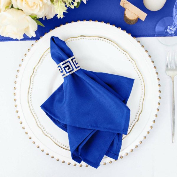 Polyester Napkins |  5 Pack Royal Blue Cloth Napkins with Hemmed Edges, Reusable Polyester Dinner Linen Napkins – 17″x17″