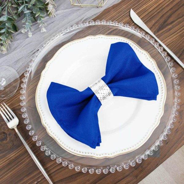 Polyester Napkins |  5 Pack Royal Blue Cloth Napkins with Hemmed Edges, Reusable Polyester Dinner Linen Napkins – 17″x17″