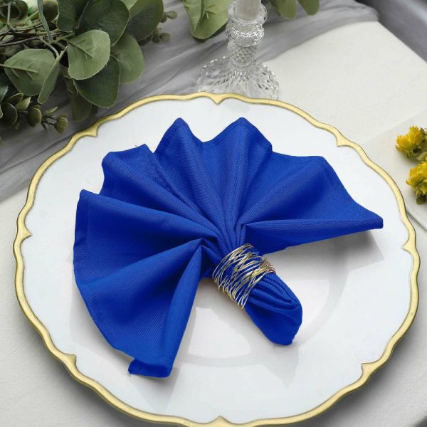 Polyester Napkins |  5 Pack Royal Blue Cloth Napkins with Hemmed Edges, Reusable Polyester Dinner Linen Napkins – 17″x17″