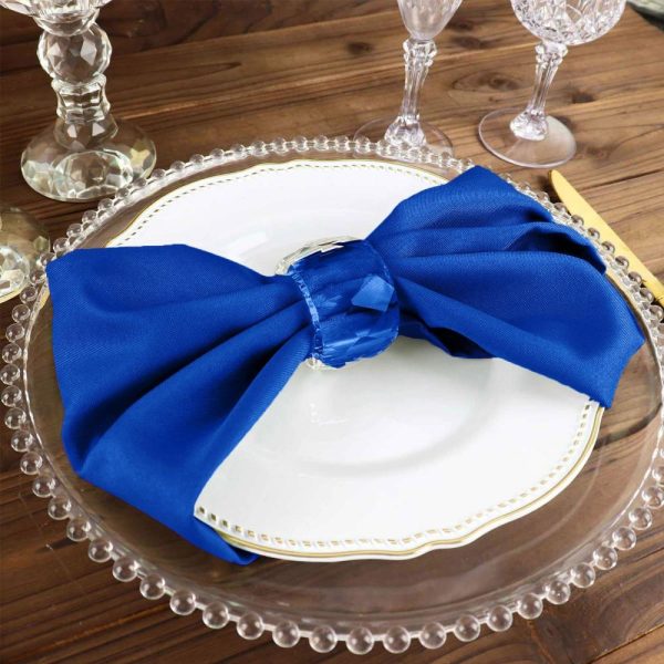 Polyester Napkins |  5 Pack Royal Blue Cloth Napkins with Hemmed Edges, Reusable Polyester Dinner Linen Napkins – 17″x17″