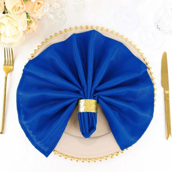 Polyester Napkins |  5 Pack Royal Blue Cloth Napkins with Hemmed Edges, Reusable Polyester Dinner Linen Napkins – 20″x20″