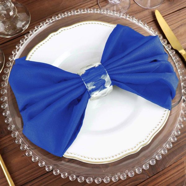 Polyester Napkins |  5 Pack Royal Blue Cloth Napkins with Hemmed Edges, Reusable Polyester Dinner Linen Napkins – 20″x20″