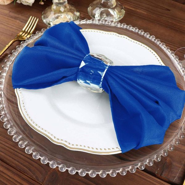 Polyester Napkins |  5 Pack Royal Blue Cloth Napkins with Hemmed Edges, Reusable Polyester Dinner Linen Napkins – 20″x20″