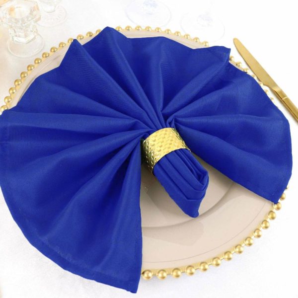 Polyester Napkins |  5 Pack Royal Blue Cloth Napkins with Hemmed Edges, Reusable Polyester Dinner Linen Napkins – 20″x20″