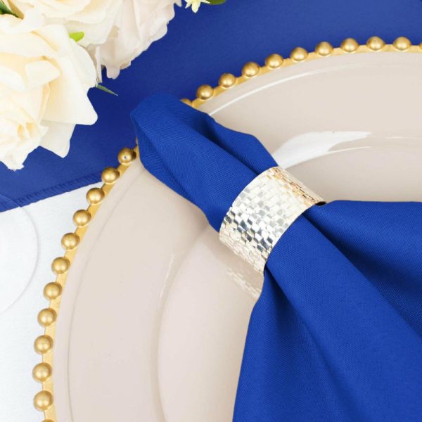 Polyester Napkins |  5 Pack Royal Blue Cloth Napkins with Hemmed Edges, Reusable Polyester Dinner Linen Napkins – 20″x20″