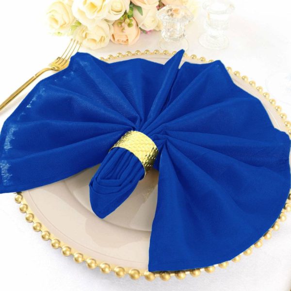 Polyester Napkins |  5 Pack Royal Blue Cloth Napkins with Hemmed Edges, Reusable Polyester Dinner Linen Napkins – 20″x20″