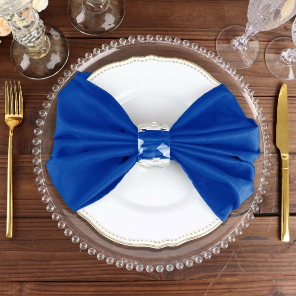 Polyester Napkins |  5 Pack Royal Blue Cloth Napkins with Hemmed Edges, Reusable Polyester Dinner Linen Napkins – 20″x20″