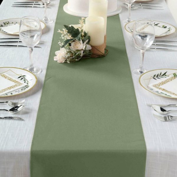 Polyester Runners |  12″x108″ Dusty Sage Green Polyester Table Runner