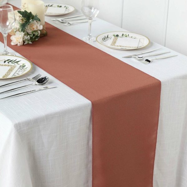 Polyester Runners |  12″x108″ Terracotta (Rust) Polyester Table Runner