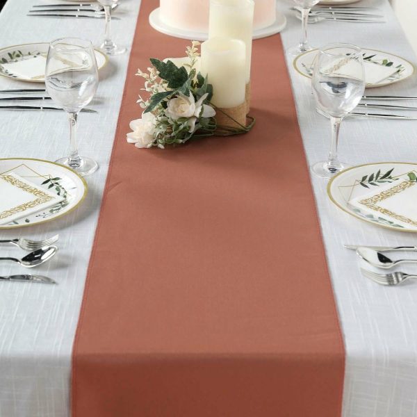 Polyester Runners |  12″x108″ Terracotta (Rust) Polyester Table Runner