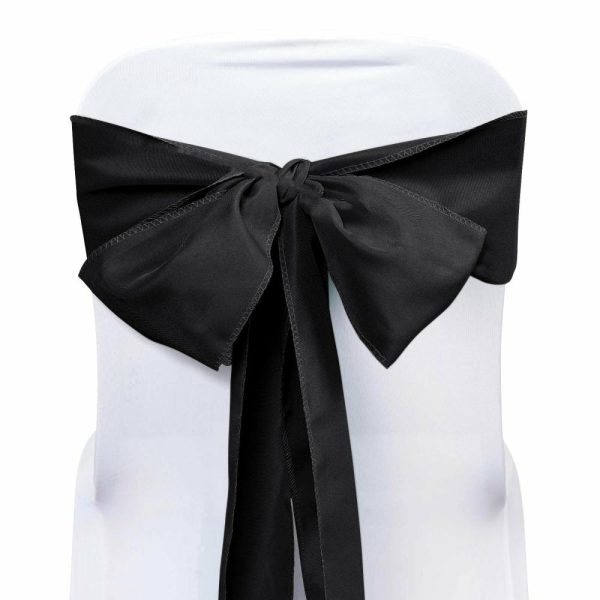 Polyester & Taffeta Sashes |  5 Pack 6″x108″ Black Polyester Chair Sashes