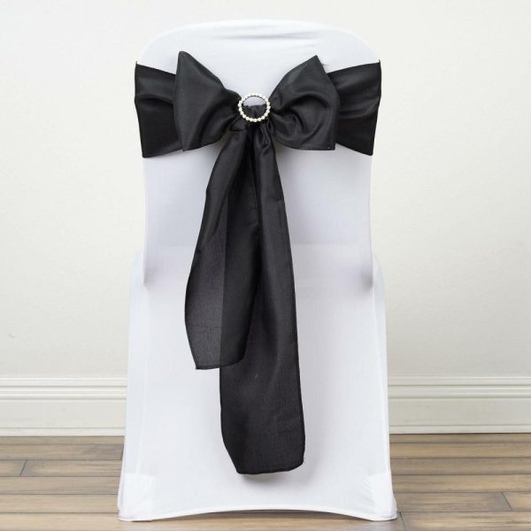 Polyester & Taffeta Sashes |  5 Pack 6″x108″ Black Polyester Chair Sashes