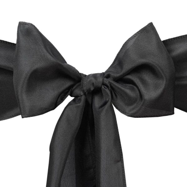 Polyester & Taffeta Sashes |  5 Pack 6″x108″ Black Polyester Chair Sashes