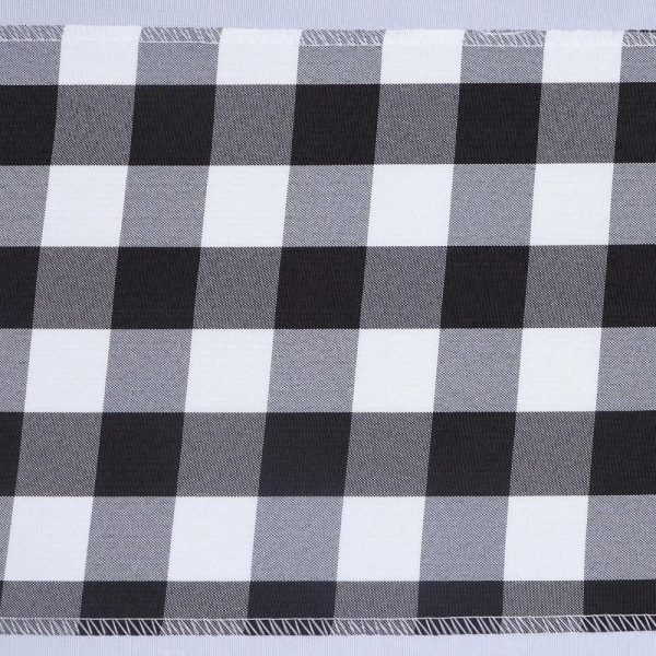 Polyester & Taffeta Sashes |  5 Pack 6″x108″ Black White Buffalo Plaid Checkered Chair Sashes