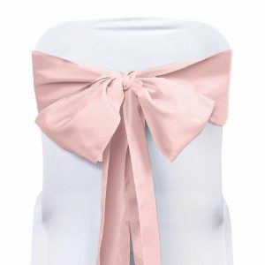 Polyester & Taffeta Sashes |  5 Pack 6″x108″ Blush Polyester Chair Sashes