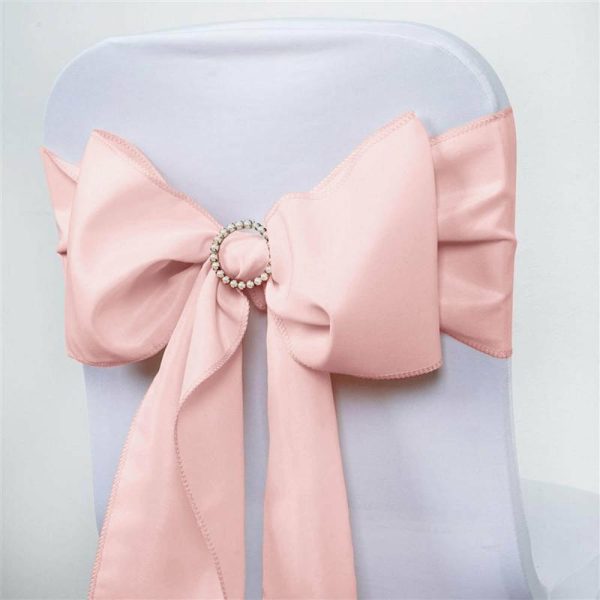 Polyester & Taffeta Sashes |  5 Pack 6″x108″ Blush Polyester Chair Sashes