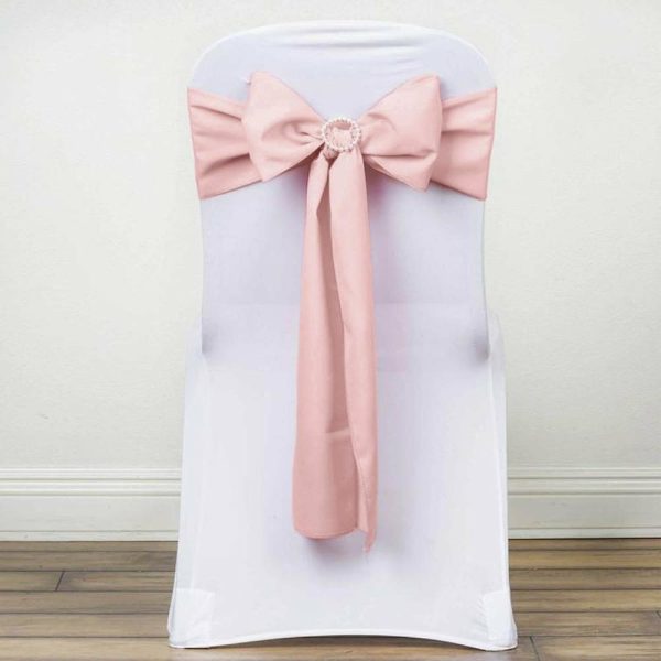 Polyester & Taffeta Sashes |  5 Pack 6″x108″ Blush Polyester Chair Sashes