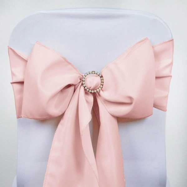 Polyester & Taffeta Sashes |  5 Pack 6″x108″ Blush Polyester Chair Sashes