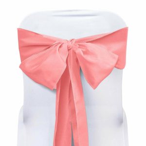 Polyester & Taffeta Sashes |  5 Pack 6″x108″ Coral Polyester Chair Sashes