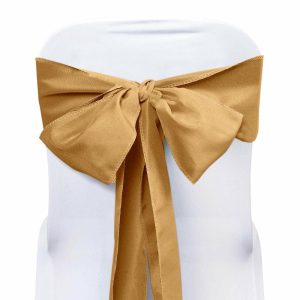 Polyester & Taffeta Sashes |  5 Pack 6″x108″ Gold Polyester Chair Sashes