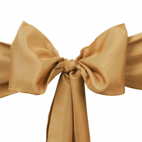 Polyester & Taffeta Sashes |  5 Pack 6″x108″ Gold Polyester Chair Sashes