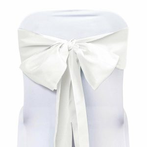 Polyester & Taffeta Sashes |  5 Pack 6″x108″ Ivory Polyester Chair Sashes