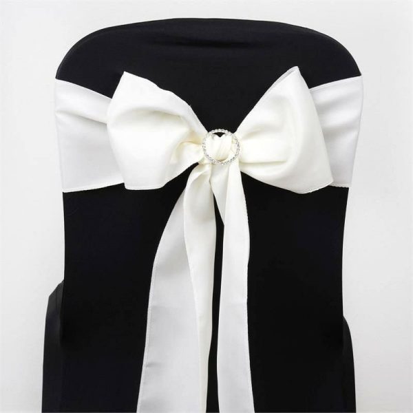 Polyester & Taffeta Sashes |  5 Pack 6″x108″ Ivory Polyester Chair Sashes