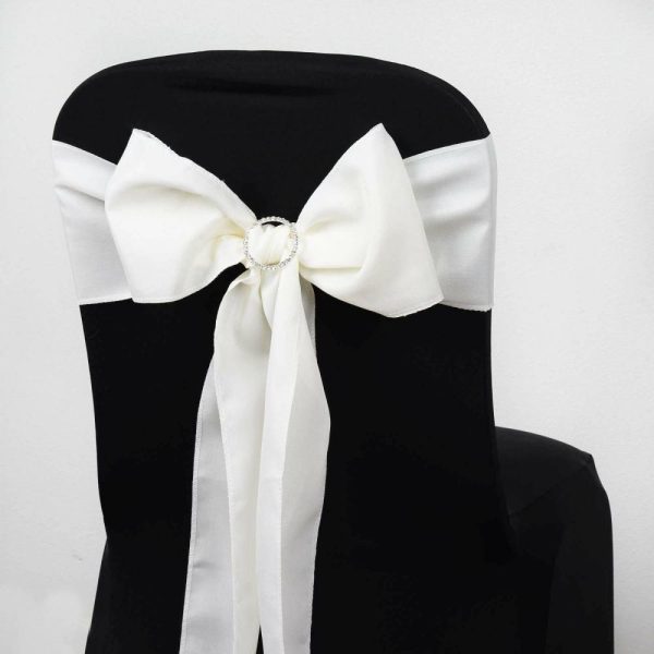 Polyester & Taffeta Sashes |  5 Pack 6″x108″ Ivory Polyester Chair Sashes