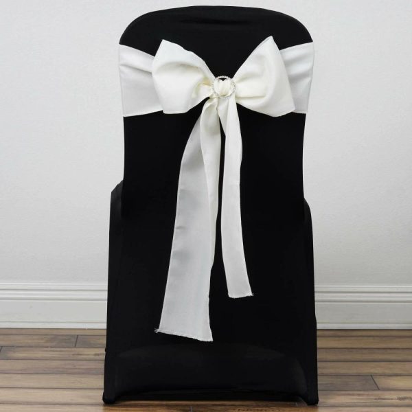 Polyester & Taffeta Sashes |  5 Pack 6″x108″ Ivory Polyester Chair Sashes