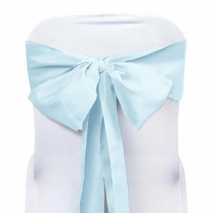 Polyester & Taffeta Sashes |  5 Pack 6″x108″ Light Blue Polyester Chair Sashes