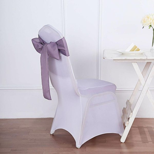 Polyester & Taffeta Sashes |  5 Pack 6″x108″ Violet Amethyst Polyester Chair Sashes