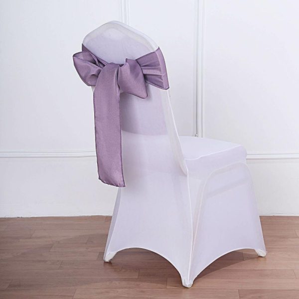 Polyester & Taffeta Sashes |  5 Pack 6″x108″ Violet Amethyst Polyester Chair Sashes