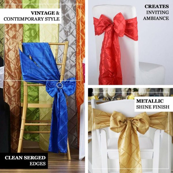 Polyester & Taffeta Sashes |  5 Pack 7″x106″ Champagne Pintuck Chair Sashes