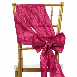 Polyester & Taffeta Sashes |  5 Pack 7″x106″ Fuchsia Pintuck Chair Sashes