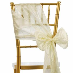 Polyester & Taffeta Sashes |  5 Pack 7″x106″ Ivory Pintuck Chair Sashes