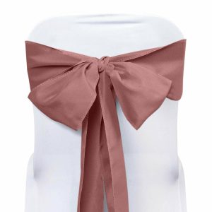 Polyester & Taffeta Sashes |  5 Pack Cinnamon Rose Polyester Chair Sashes – 6″x108″