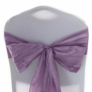 Polyester & Taffeta Sashes |  5 Pack Violet Amethyst 6″x106″ Accordion Crinkle Taffeta Chair Sashes