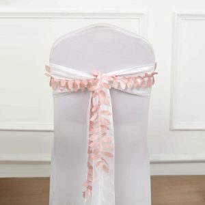 Polyester & Taffeta Sashes |  50ft 4″ Dusty Rose Leaf Petal Taffeta Ribbon Sash, Artificial DIY Fabric Garlands